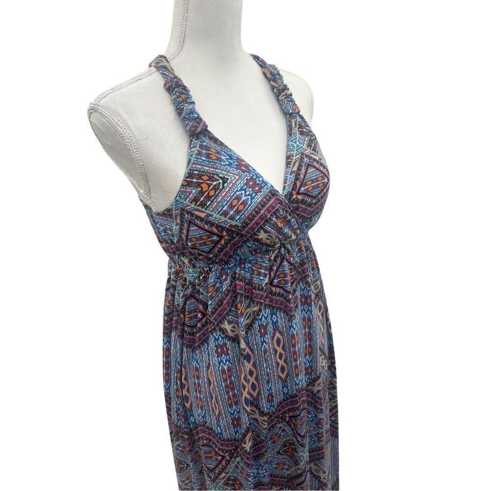 Pink Rose Aztec Print Halter Maxi Dress – Size Large